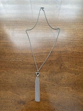 Silver Triangle Tassel Pendant Necklace - Women Jewelry